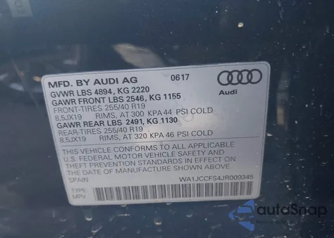2018 Audi Q3 2.0T Premium/2.0T Sport Premium from USA, damaged, VIN WA1JCCFS4JR009345